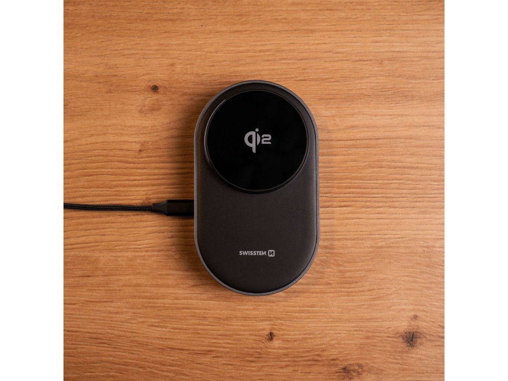 Swissten MagBase 3-in-1 Qi2 15W Ασύρματος Μαγνητικός Φορτιστής MagSafe για iPhone, AirPods & Apple Watch, Black