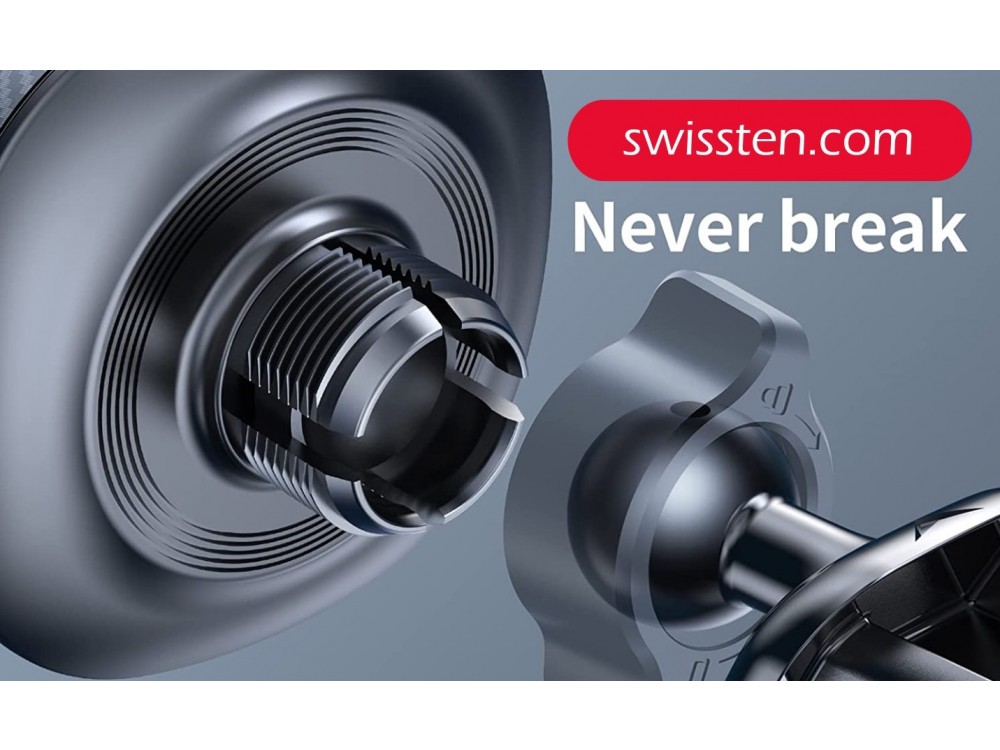Swissten Magnetic Car Phone Mount, Ασύρματος Μαγνητικός Φορτιστής MagSafe Qi 15W & Βάση Ταμπλό / Παρμπρίζ για iPhone