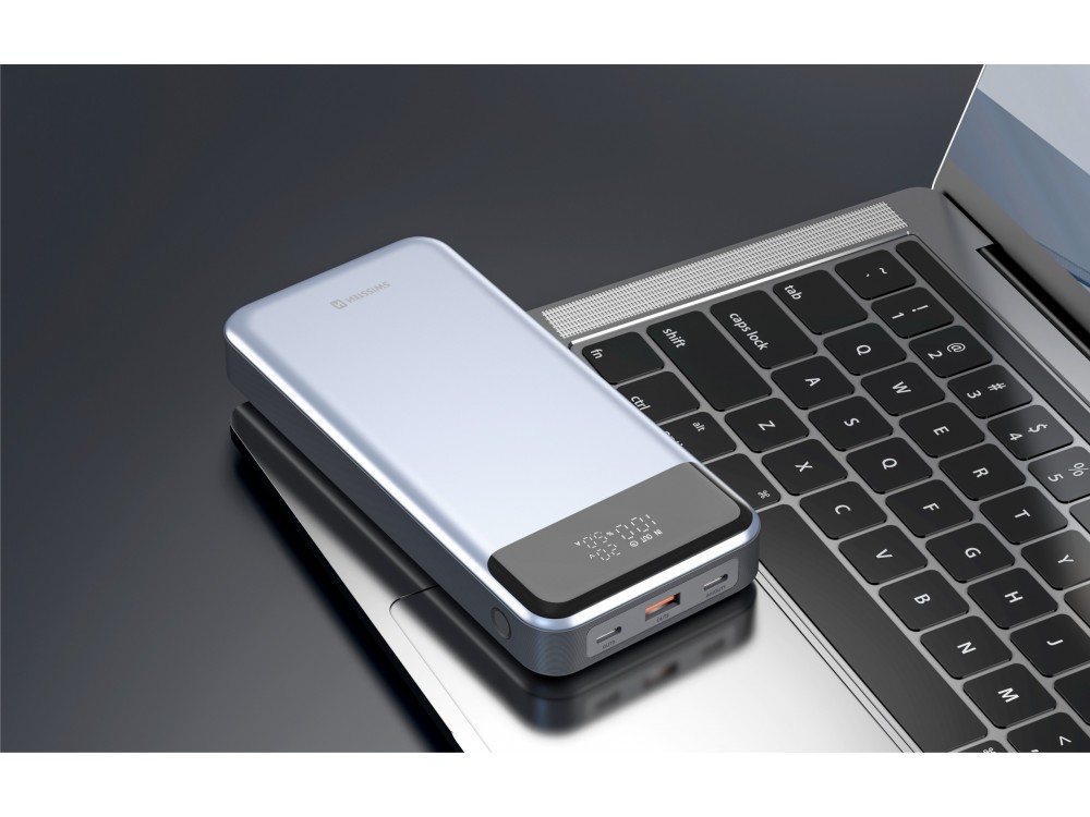 Swissten Power Bank 30000mAh για Laptop, 133W με Θύρα USB-A και 2 Θύρες USB-C Power Delivery / Quick Charge 3.0, Grey