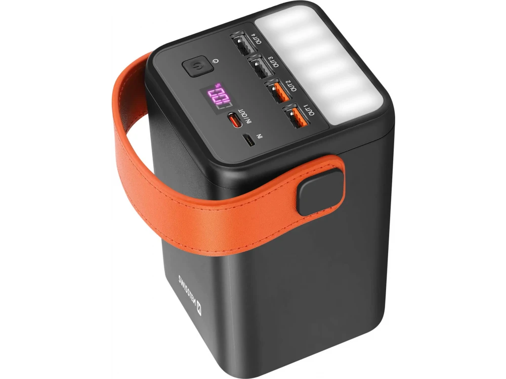 Swissten Power Line 60000 65W PD USB-C Power Bank 60,000mAh with Power Delivery + QC3.0 + SCP with Digital Display & LED Flashlight