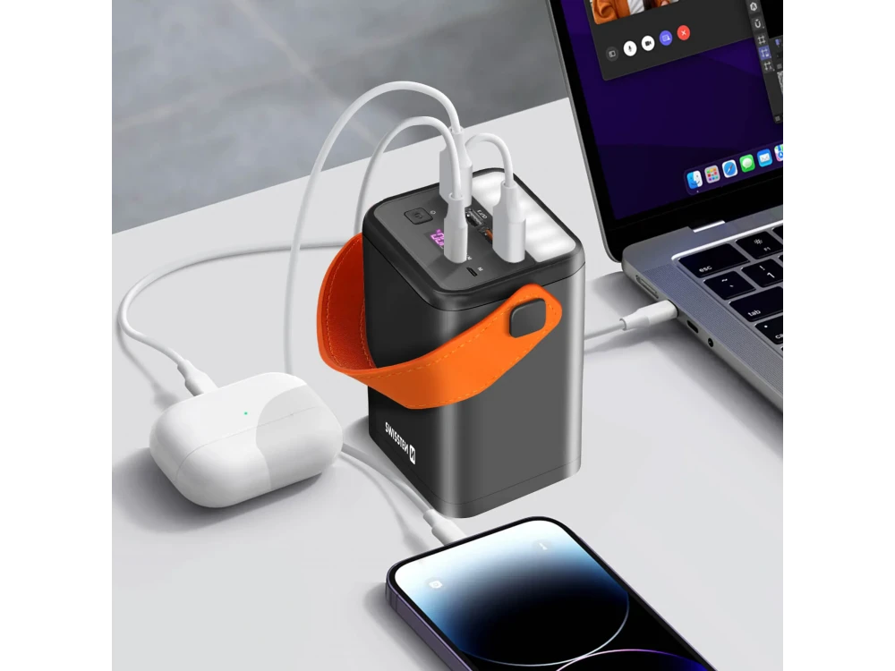 Swissten Power Line 60000 65W PD USB-C Power Bank 60,000mAh with Power Delivery + QC3.0 + SCP with Digital Display & LED Flashlight