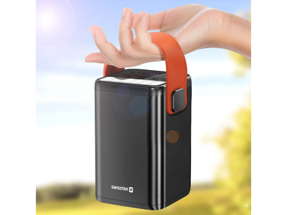 Swissten Power Line 60000 65W PD USB-C Power Bank 60,000mAh with Power Delivery + QC3.0 + SCP with Digital Display & LED Flashlight