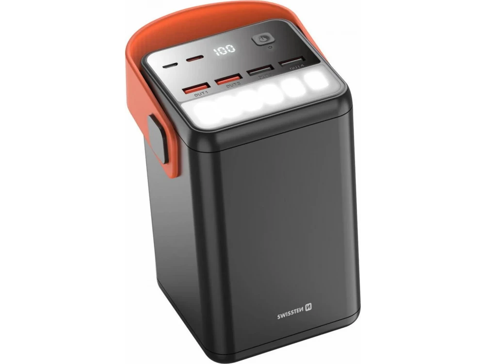 Swissten Power Line 60000 65W PD USB-C Power Bank 60,000mAh with Power Delivery + QC3.0 + SCP with Digital Display & LED Flashlight