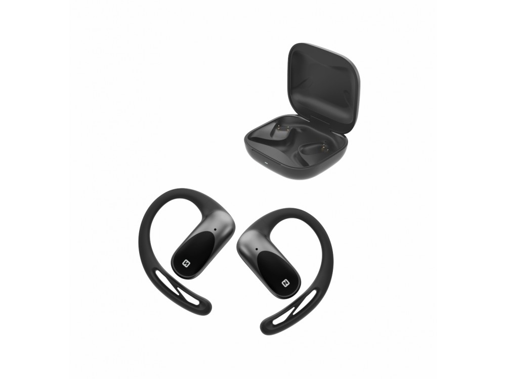 Swissten Run Bluetooth 5.4 Ακουστικά Open-Ear με Αντοχή στον Ιδρώτα IP54 & Υποστήριξη AAC, Black