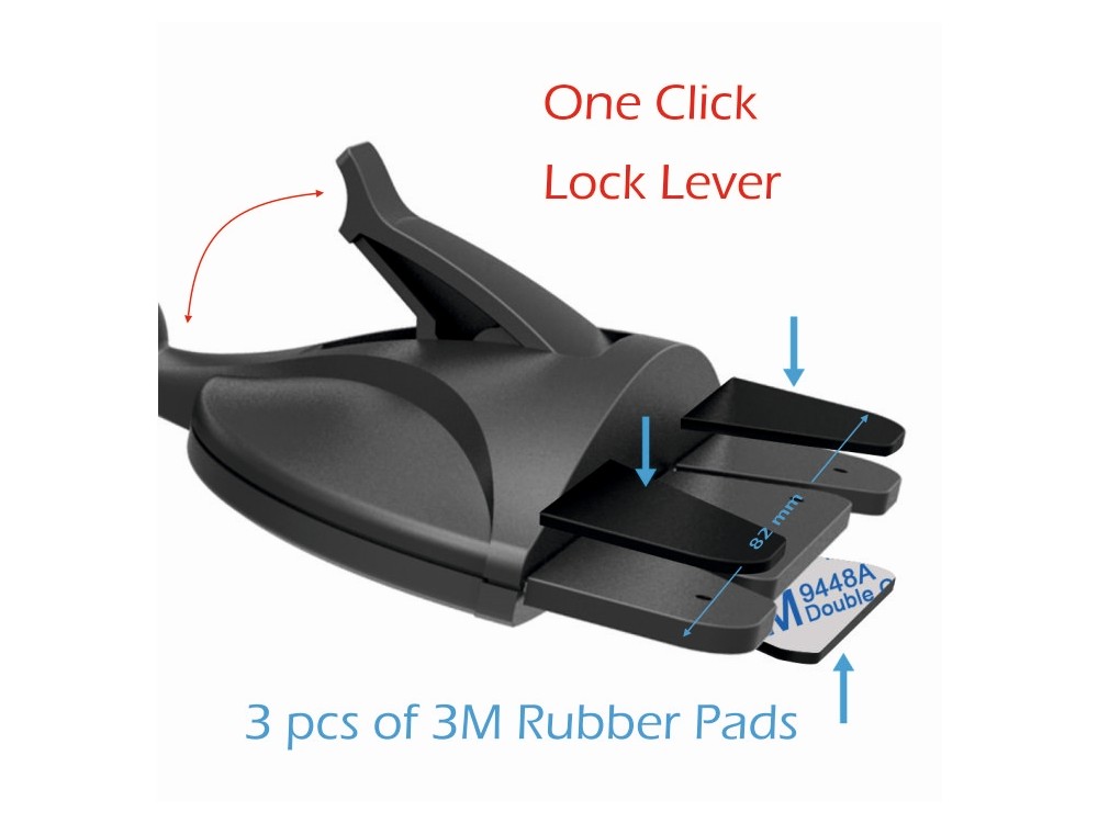 Swissten S-GRIP T1-CD1 Mobile and Tablet Holder, Fits Car CD, with Adjustable Hooks, Black