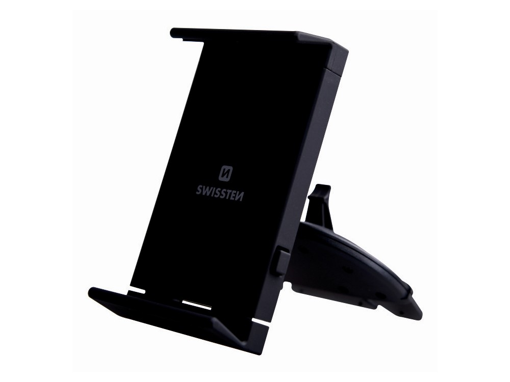 Swissten S-GRIP T1-CD1 Mobile and Tablet Holder, Fits Car CD, with Adjustable Hooks, Black