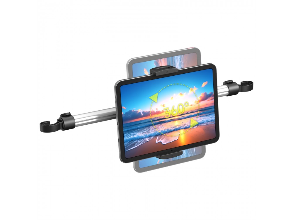 Swissten S-GRIP T2-MOP Tablet Holder for Car Headrest Βάση Tablet Αυτοκινήτου Επεκτεινόμενη & Ρυθμιζόμενα Άγκιστρα, Black