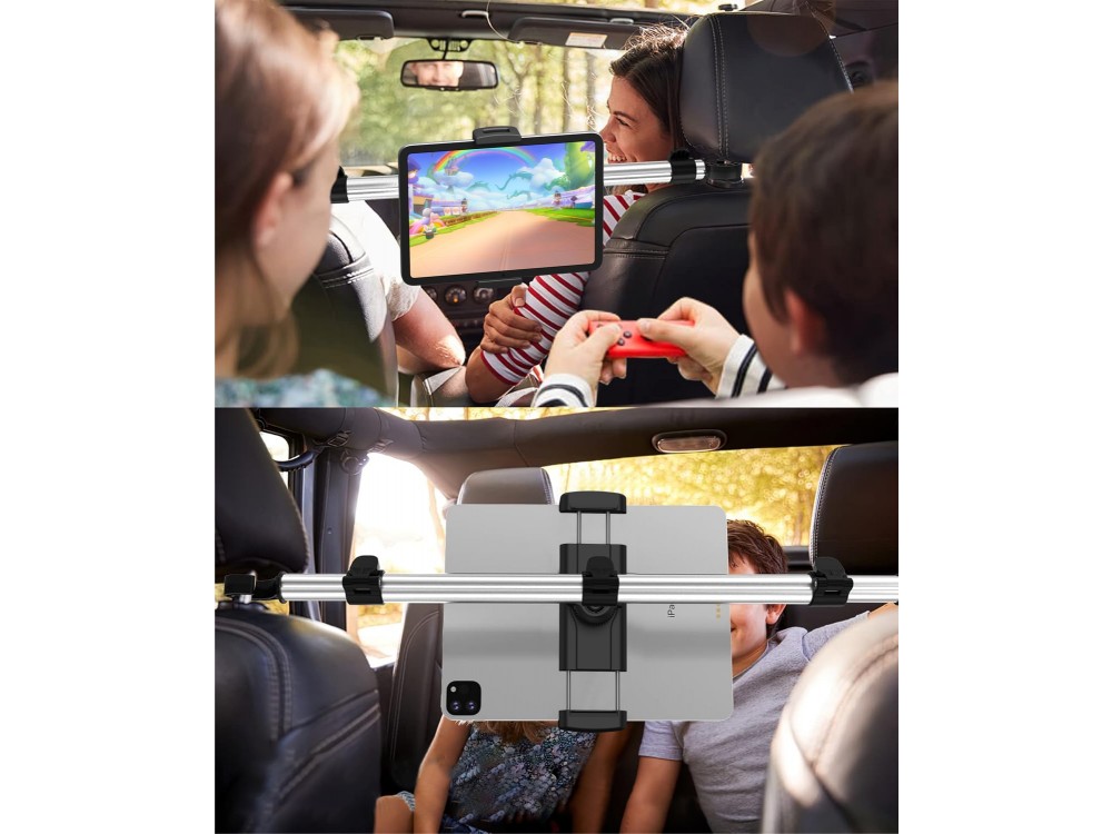 Swissten S-GRIP T2-MOP Tablet Holder for Car Headrest Βάση Tablet Αυτοκινήτου Επεκτεινόμενη & Ρυθμιζόμενα Άγκιστρα, Black