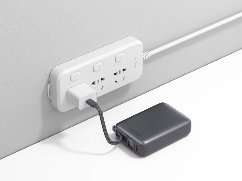 Swissten Space Power Bank 20.000mAh, 45W, με Θύρες USB-A, USB-C & Ενσωματωμένο Καλώδιο USB-C, Black