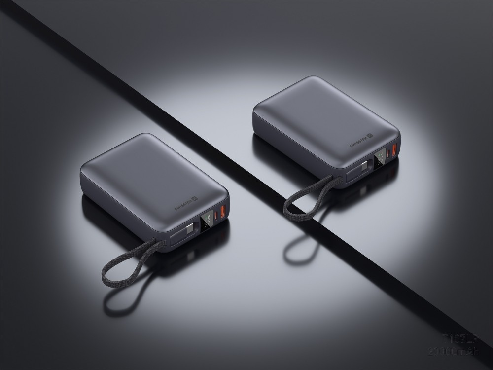 Swissten Space Power Bank 20.000mAh, 45W, με Θύρες USB-A, USB-C & Ενσωματωμένο Καλώδιο USB-C, Black