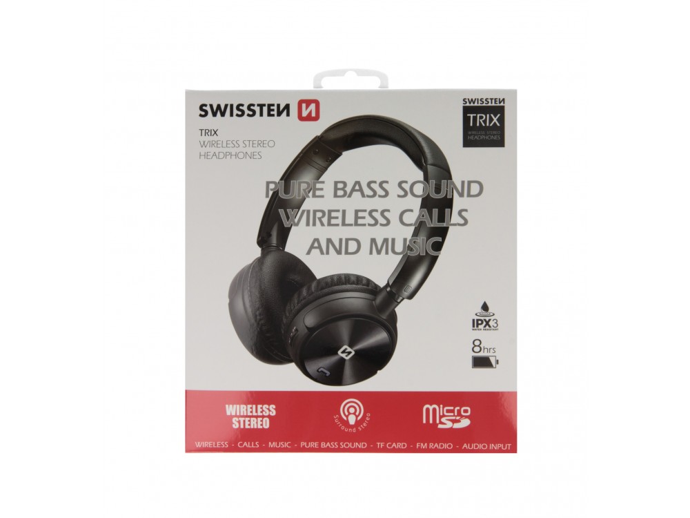 Swissten Trix Bluetooth headphones with Radio & microSD, Black