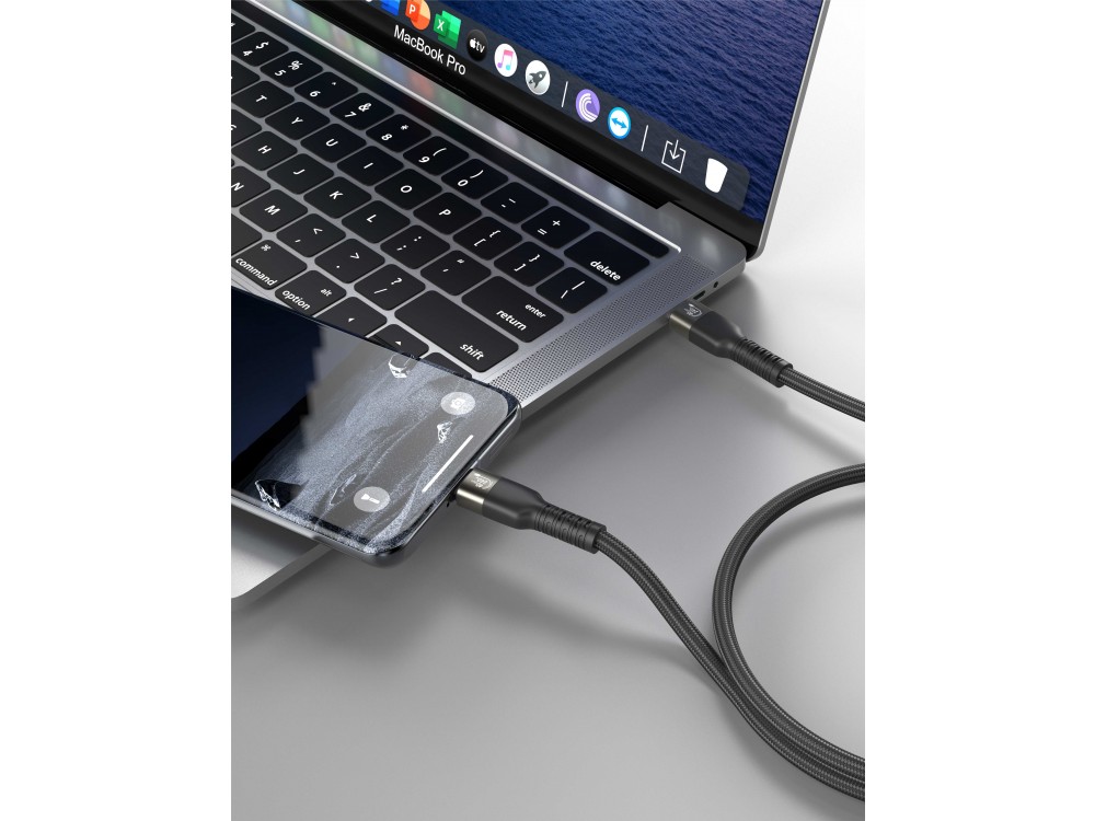 Swissten USB4.0 Καλώδιο USB-C σε USB-C 0.5μ. 240W / 40Gbps, USB 4.0, 8K@60Hz με Νάυλον Ύφανση, Black