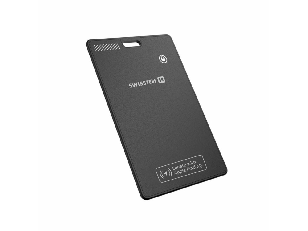 Swissten Ultra Slim Find Card Smart Locator, Apple Find My Tracker Επαναφορτιζόμενο, Black