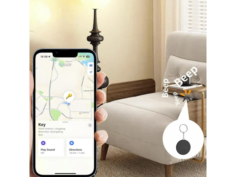 Swissten Ultra Slim Find Tag Smart Locator, Apple Find My Tracker Επαναφορτιζόμενο, Black