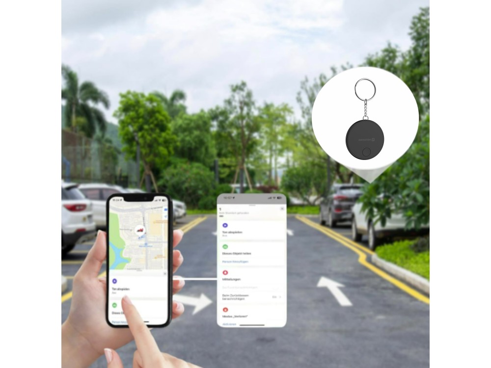 Swissten Ultra Slim Find Tag Smart Locator, Apple Find My Tracker Επαναφορτιζόμενο, Black