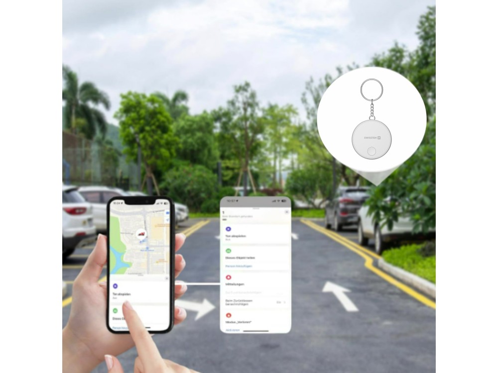 Swissten Ultra Slim Find Tag Smart Locator, Apple Find My Tracker Επαναφορτιζόμενο, White