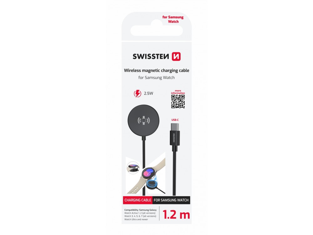 Swissten Wireless Magnetic Charging Cable, Καλώδιο Φόρτισης για Samsung Galaxy Watch με USB-C