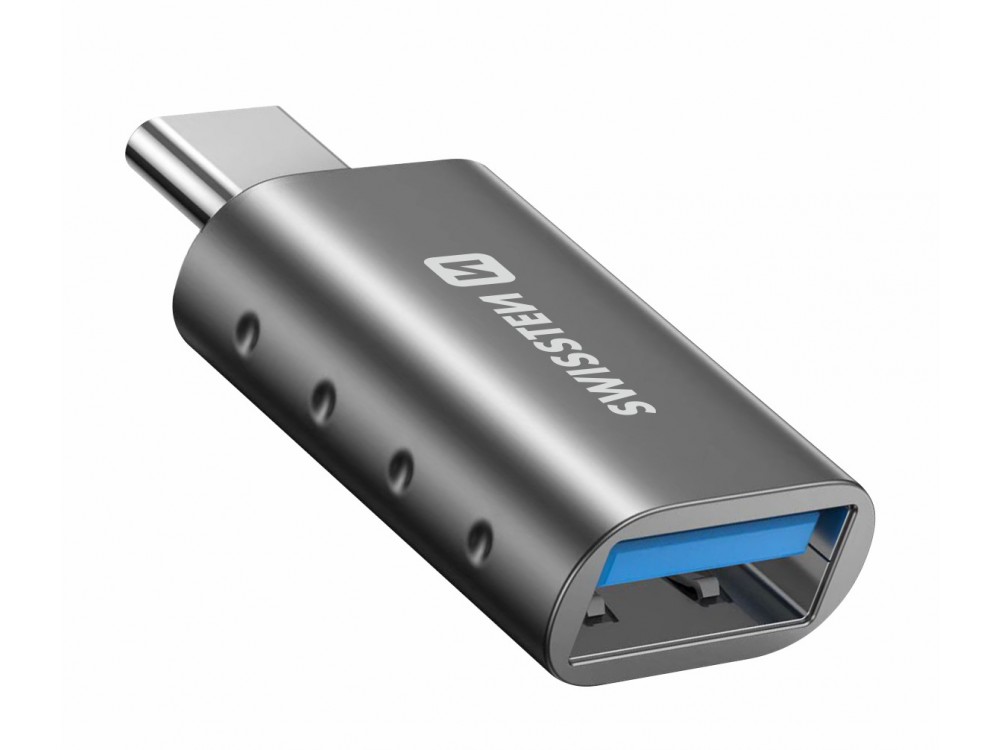 Swissten USB-C to USB 3.0 Female Adapter, OTG Adapter USB-A Female to USB-C Male, Silver