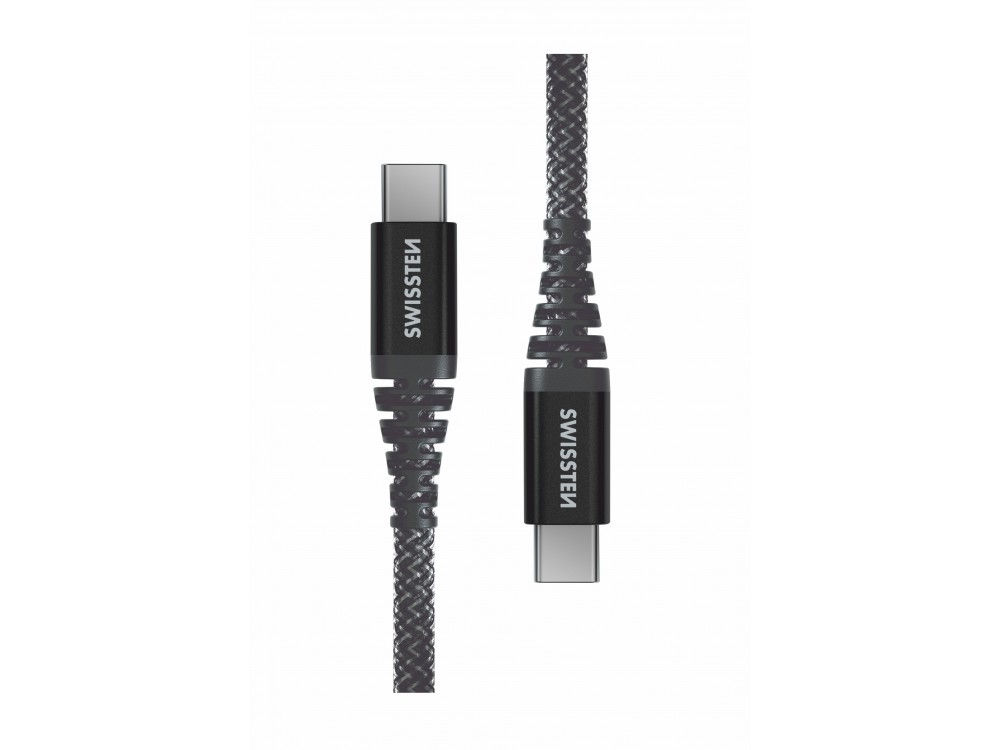 Swissten Καλώδιο USB-C σε USB-C 1.5μ. με Ύφανση από Kevlar, Black