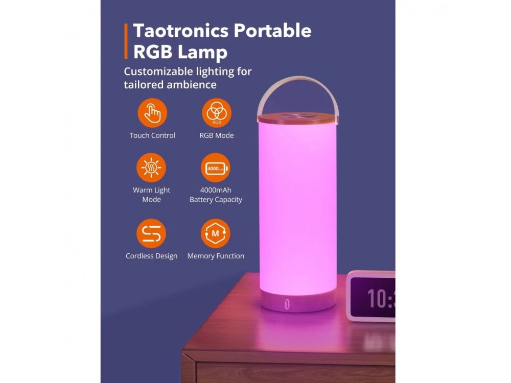 TaoTronics TT-DL23 Pro Φως Νυχτός RGB, Επαναφορτιζόμενο Touch Control & Dimmable