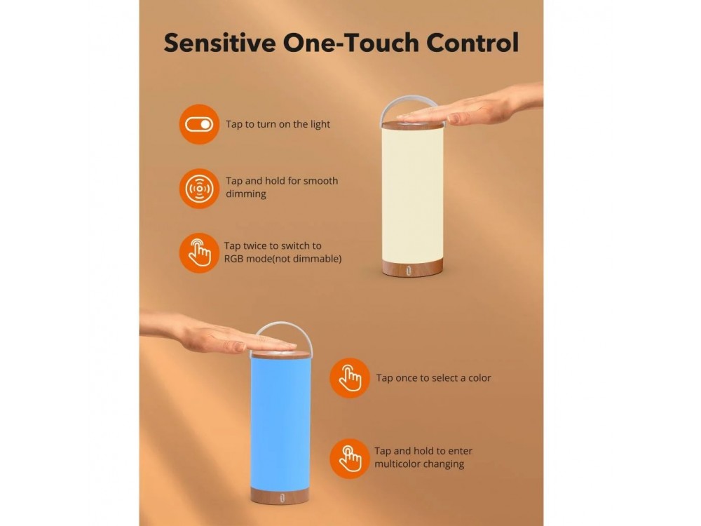 TaoTronics TT-DL23 Pro Φως Νυχτός RGB, Επαναφορτιζόμενο Touch Control & Dimmable