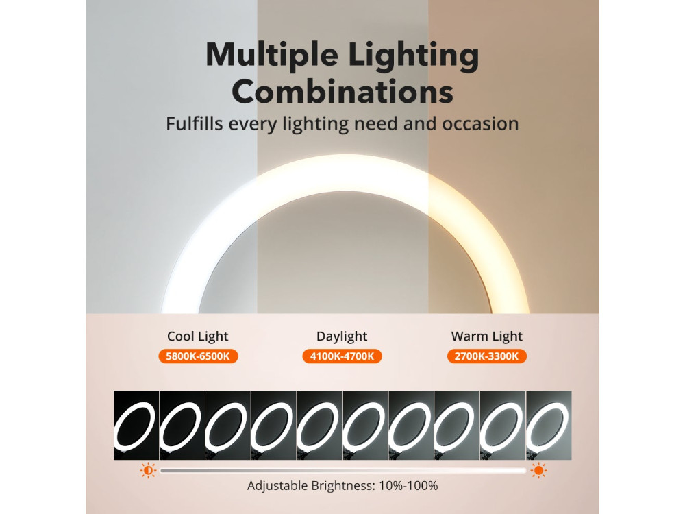 TaoTronics LED Ring Light 12" (30cm.) & Tripod 40-132cm Height, Dimmable & 2700K-6500K Adjustable Color Temperature & Tripod