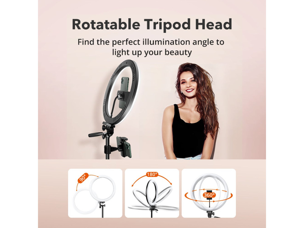 TaoTronics LED Ring Light 12" (30cm.) & Τρίποδο 40-132cm Ύψος, Dimmable & 2700K-6500K Adjustable Color Temperature & Tripod