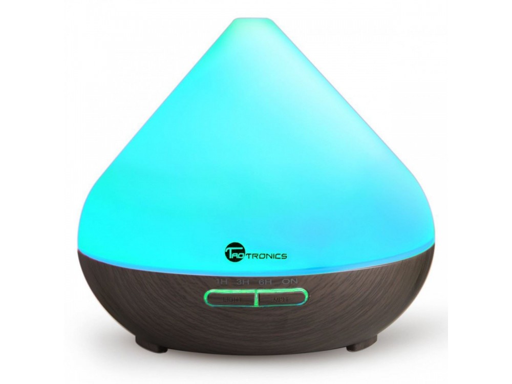 TaoTronics TT-AD002 300ml, Oil Diffuser Aromatherapy Device, Adjustable 7 Color, Timer & Auto Shut-Off, Red Oak