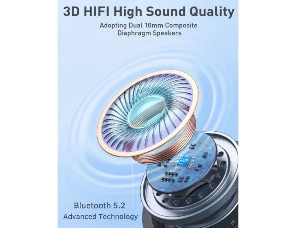 TaoTronics TT-BH115 In-Ear Bluetooth 5.2 Handsfree Headphones Magnetic, IPX5 with up to 32 Hours of Operation, Black