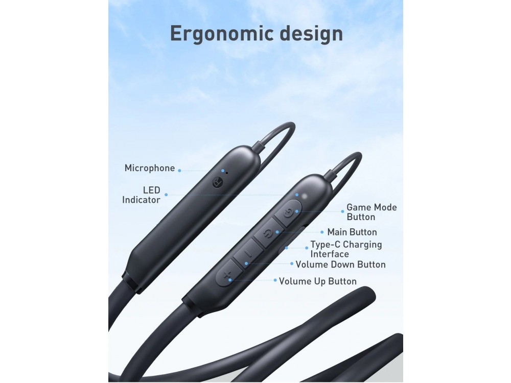 TaoTronics TT-BH115 In-Ear Bluetooth 5.2 Handsfree Headphones Magnetic, IPX5 with up to 32 Hours of Operation, Black
