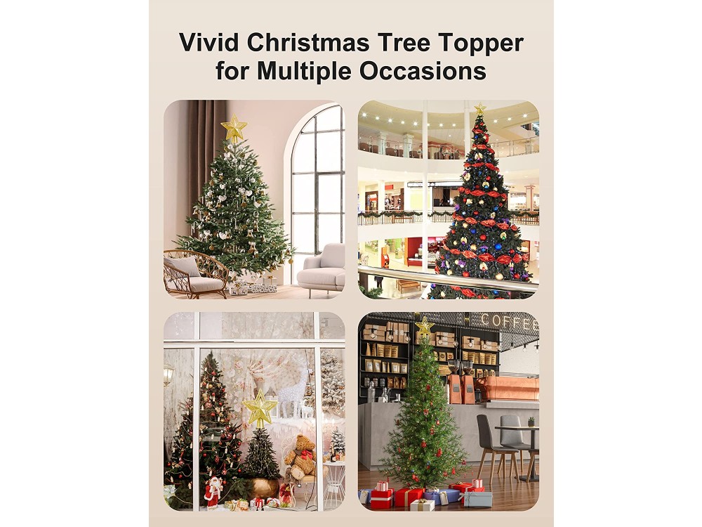 TaoTronics TT-CL041 Christmas Tree Topper Projector, Χριστουγεννιάτικο Αστέρι & RGB Προτζέκτορας Οροφής White Snow
