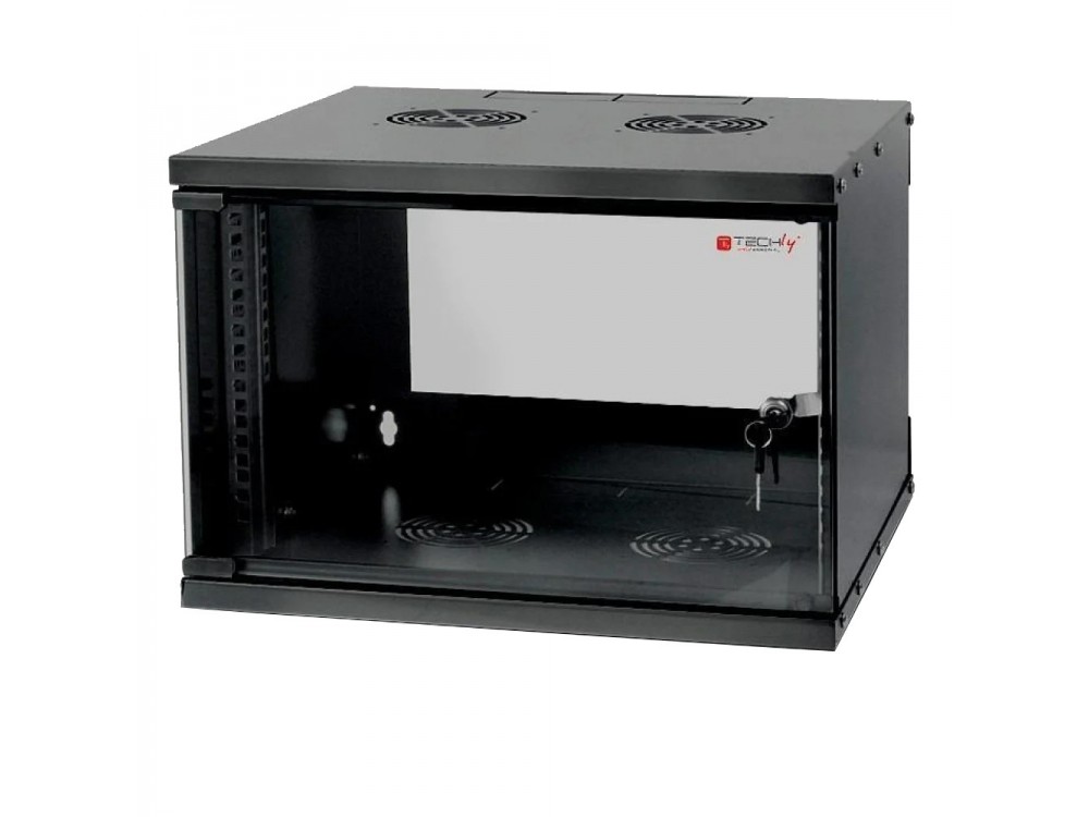 Techly 19" 6U D320 Wall Mounted Rack Cabinet 6U 50x32x35cm, Black