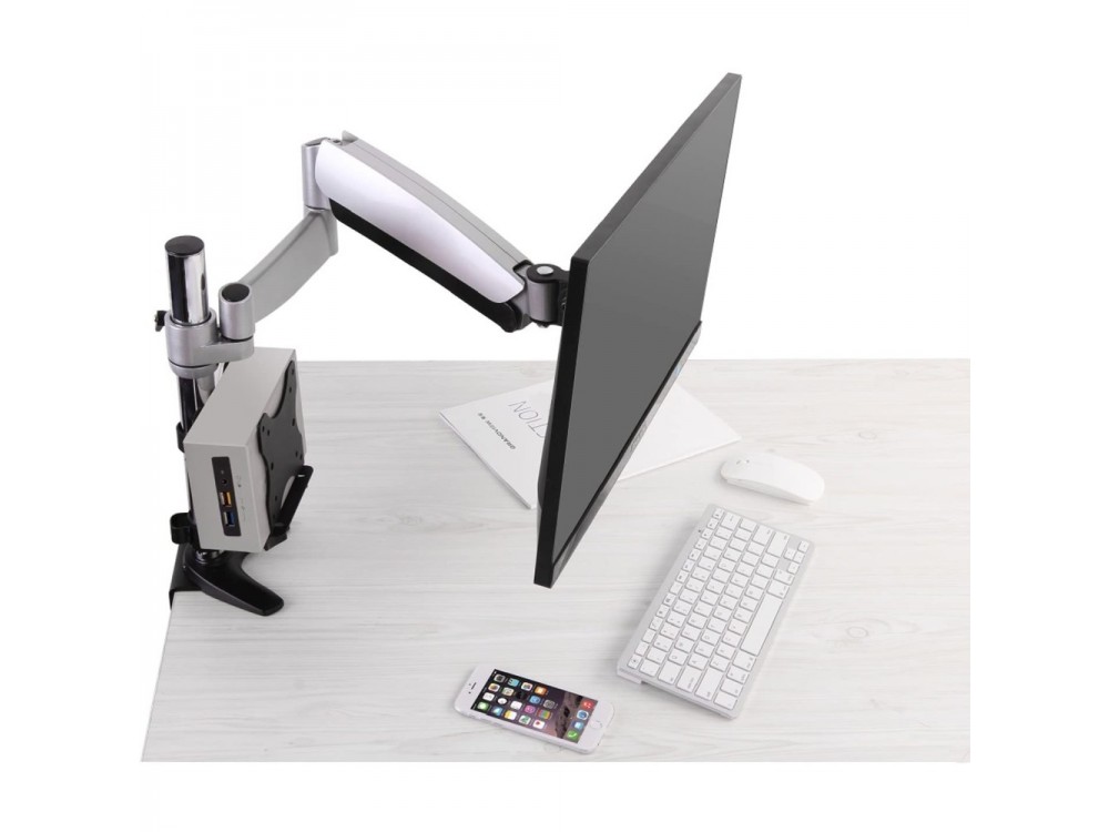Techly Bracket for Mini PC Support Base Intel NUC, Mac Mini, Thin PC etc. on VESA Monitor Mount, Desk etc., Adjustable Width