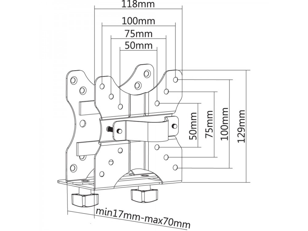 Techly Bracket for Mini PC Support Base Intel NUC, Mac Mini, Thin PC etc. on VESA Monitor Mount, Desk etc., Adjustable Width