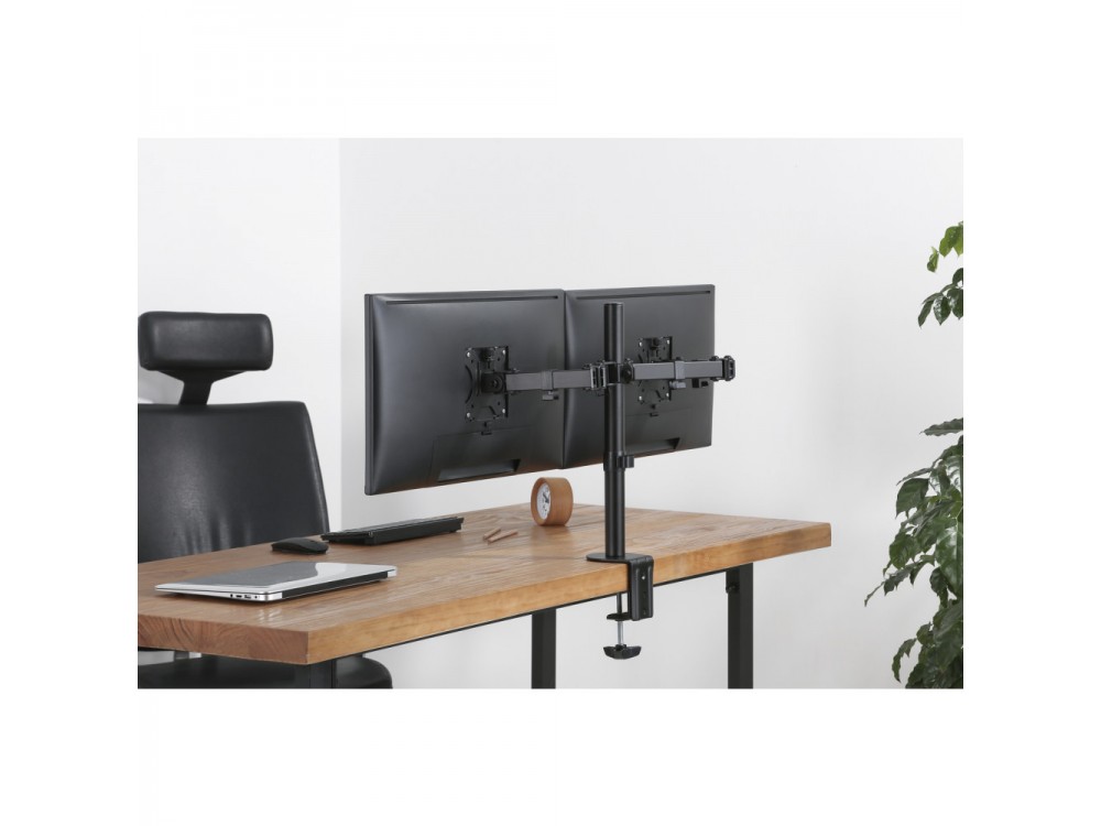Techly Dual Arm Desk Mount with Clamp, Βάση για 2 Οθόνες 13”-32”, έως 16kg