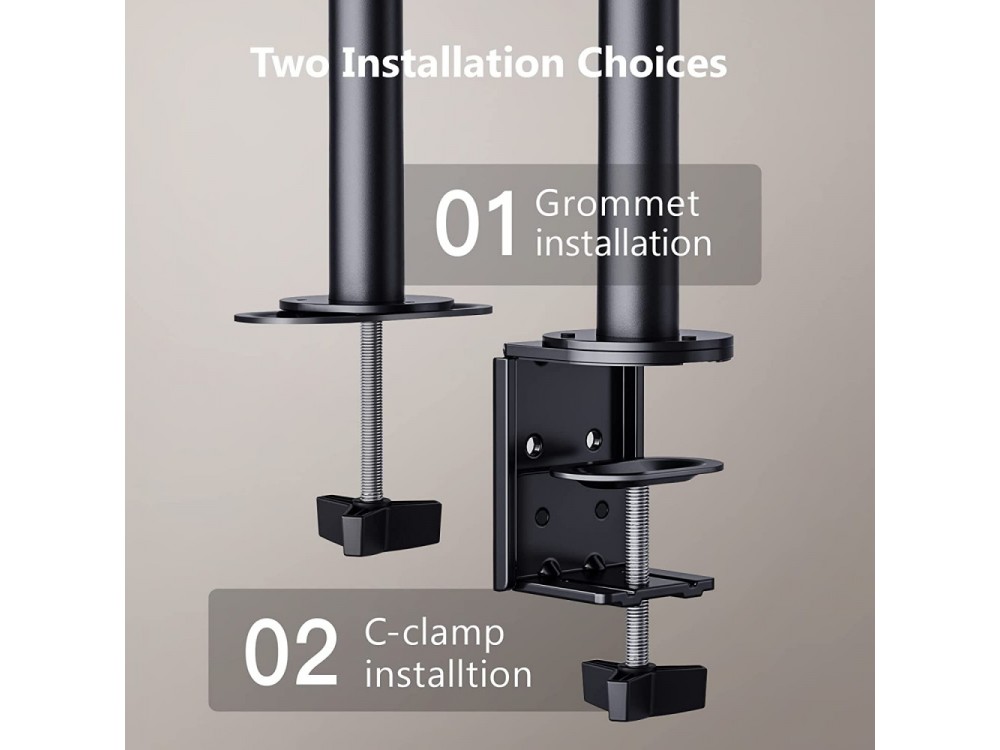 Techly Dual Arm Desk Mount with Clamp, Βάση για 2 Οθόνες 13”-32”, έως 16kg