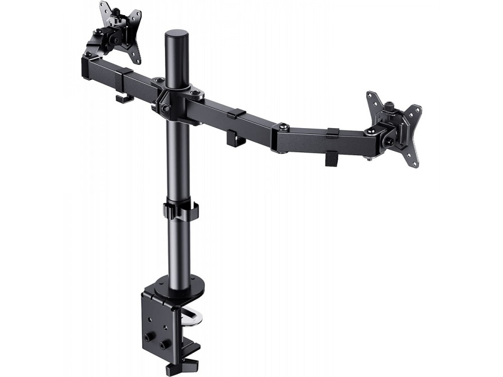 Techly Dual Arm Desk Mount with Clamp, Βάση για 2 Οθόνες 13”-32”, έως 16kg
