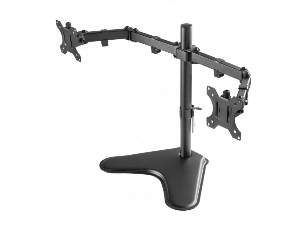Techly Dual Arm Desk Mount with stand, Stand for 2 Monitors 13”-32”, up to 16kg, Tilt & Swivel