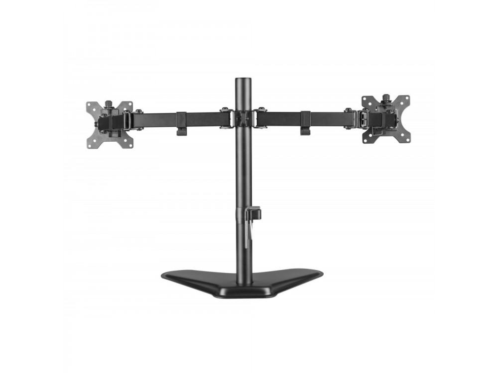 Techly Dual Arm Desk Mount with stand, Stand for 2 Monitors 13”-32”, up to 16kg, Tilt & Swivel