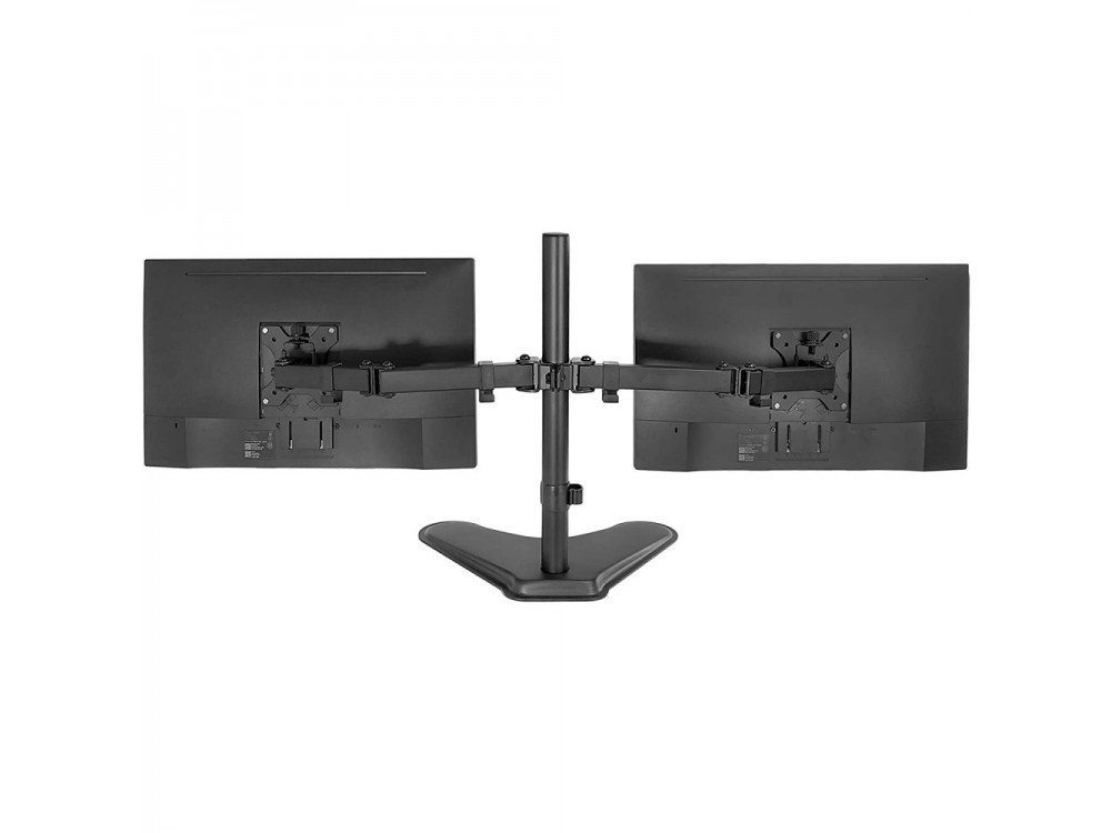 Techly Dual Arm Desk Mount with stand, Stand for 2 Monitors 13”-32”, up to 16kg, Tilt & Swivel