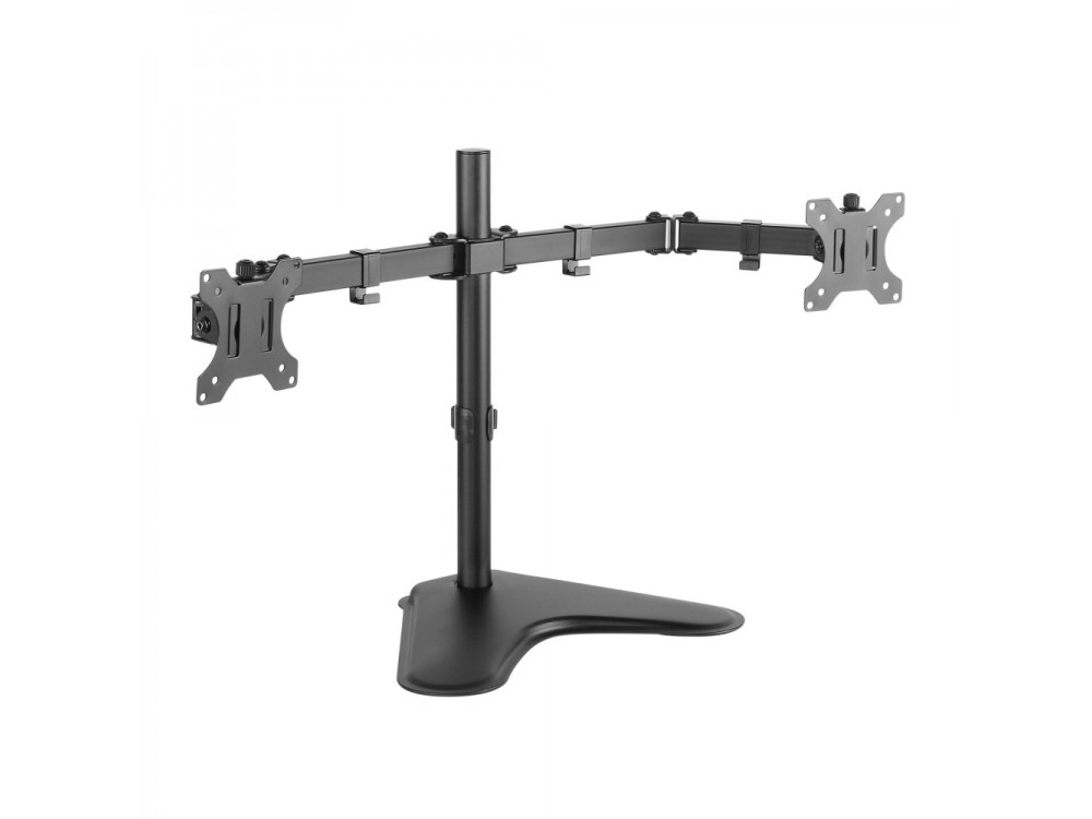 Techly Dual Arm Desk Mount with stand, Stand for 2 Monitors 13”-32”, up to 16kg, Tilt & Swivel