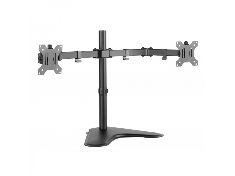 Techly Dual Arm Desk Mount with stand, Stand for 2 Monitors 13”-32”, up to 16kg, Tilt & Swivel