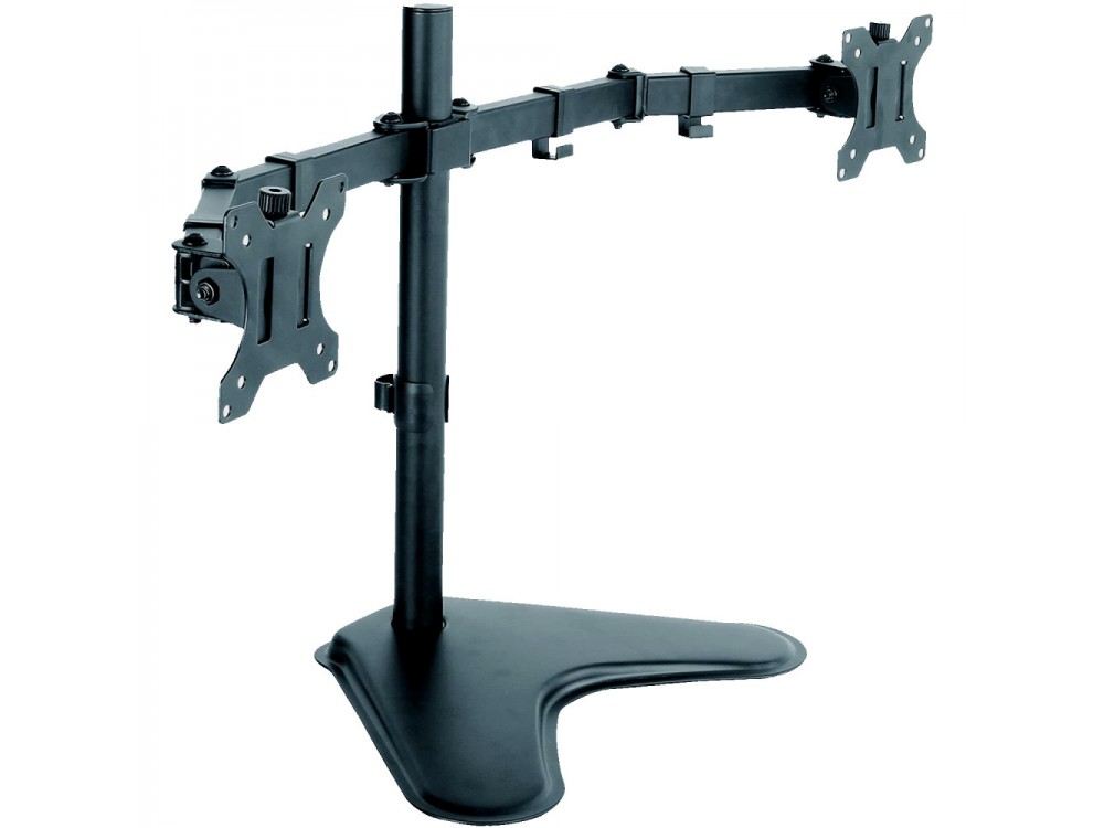 Techly Dual Arm Desk Mount with stand, Stand for 2 Monitors 13”-32”, up to 16kg, Tilt & Swivel