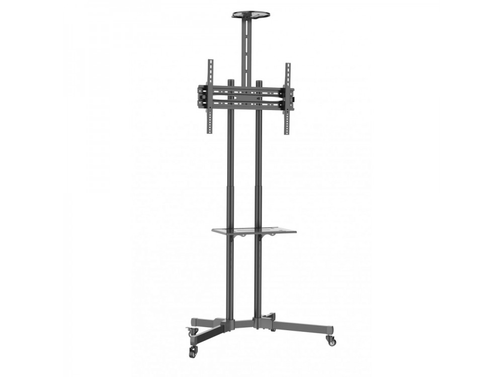 Techly Multifunction Mobile TV Stand / Trolley, Wheeled Floor Stand for TV 37" - 70" with Shelf & Camera Holder