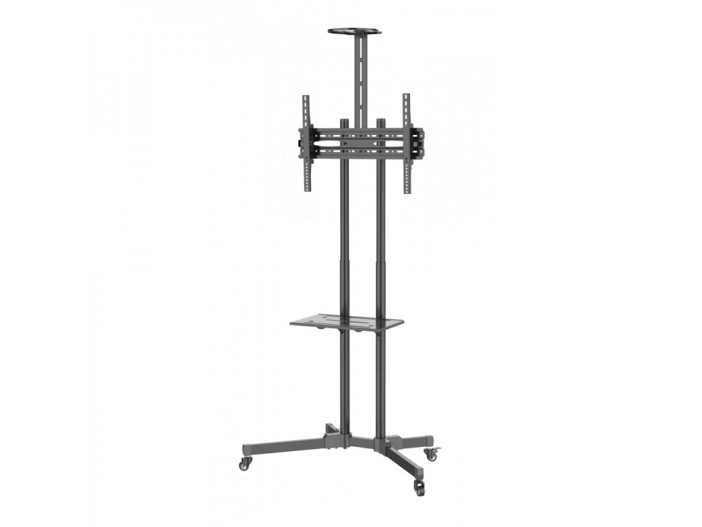 Techly Multifunction Mobile TV Stand / Trolley, Wheeled Floor Stand for TV 37" - 70" with Shelf & Camera Holder