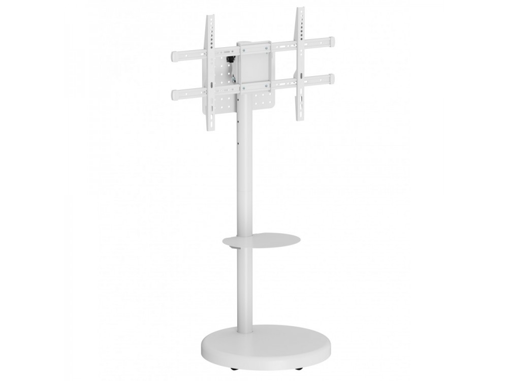 Techly Multifunction Mobile TV Stand / Trolley, Floor Stand with Wheels for TV 37" - 86" with Shelf, White