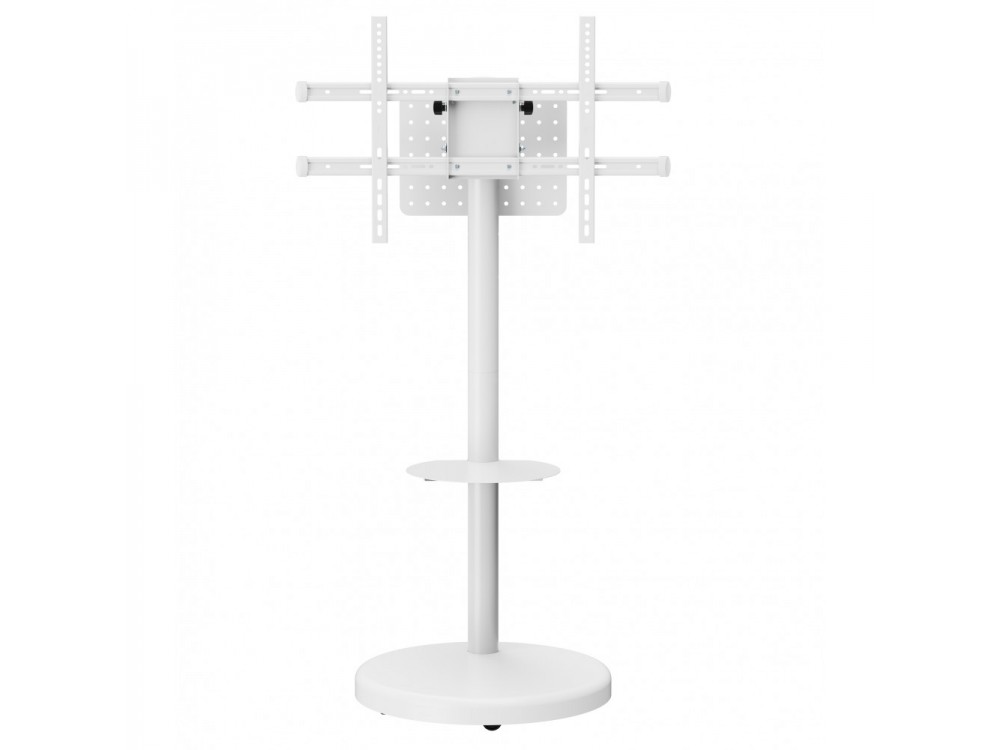 Techly Multifunction Mobile TV Stand / Trolley, Floor Stand with Wheels for TV 37" - 86" with Shelf, White
