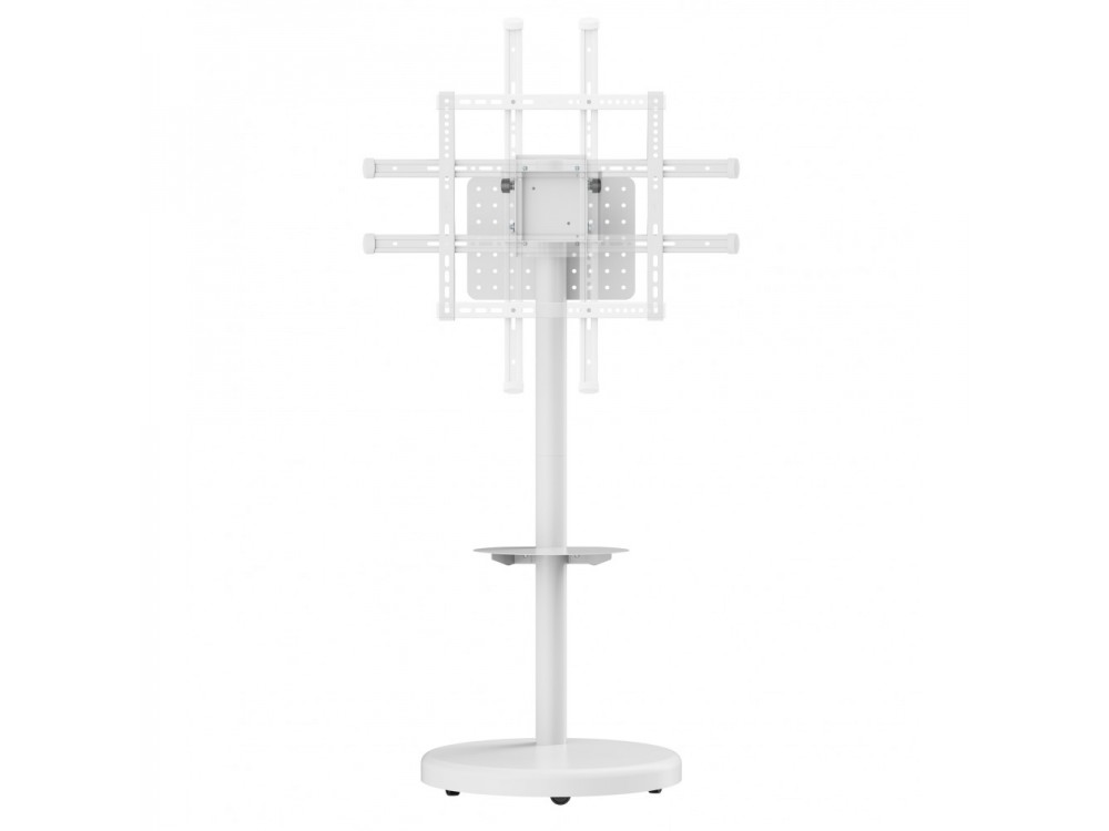 Techly Multifunction Mobile TV Stand / Trolley, Floor Stand with Wheels for TV 37" - 86" with Shelf, White