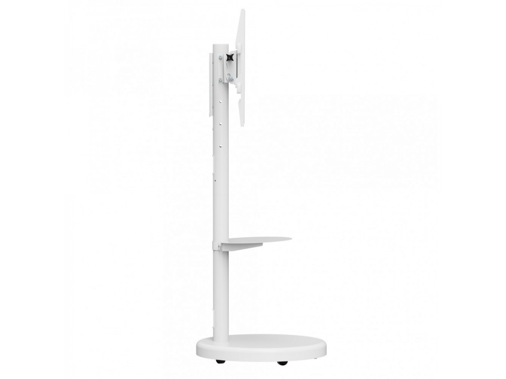 Techly Multifunction Mobile TV Stand / Trolley, Floor Stand with Wheels for TV 37" - 86" with Shelf, White