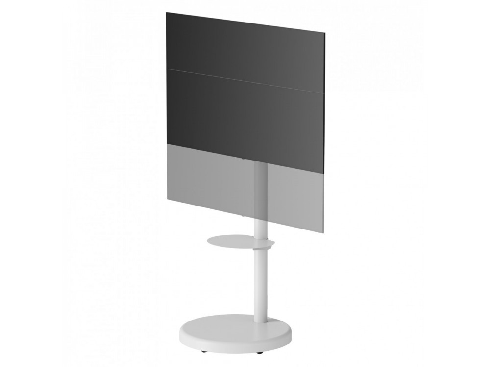 Techly Multifunction Mobile TV Stand / Trolley, Floor Stand with Wheels for TV 37" - 86" with Shelf, White